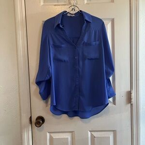 Express Cobalt Blue Women's Button-Down Blouse
